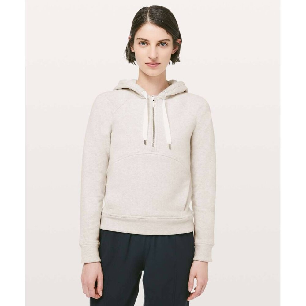 Lululemon Catch A Moment Hoodie Heathered Light Ivory Size 4